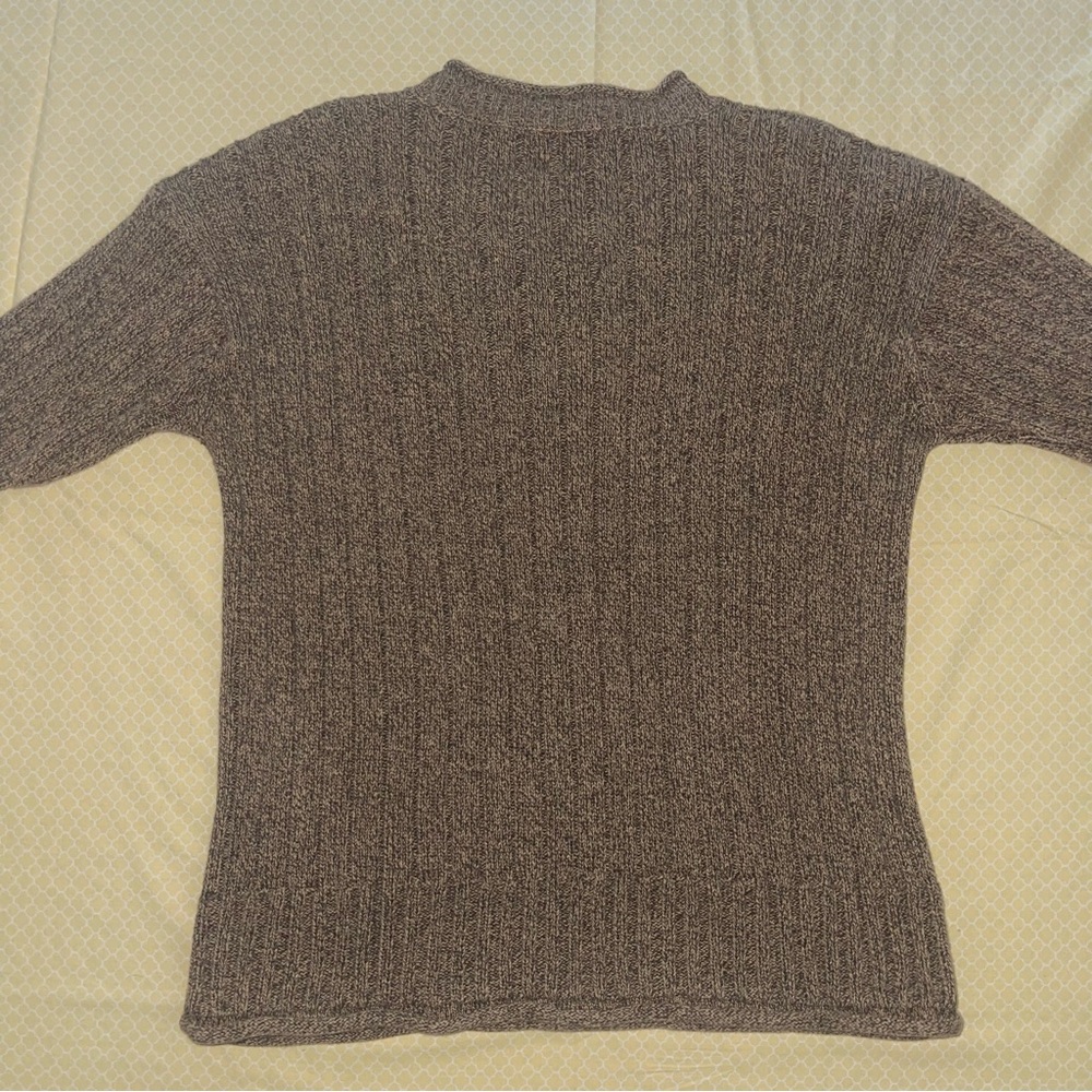 GAP BROWN WOVEN CREWNECK CABLE KNIT COTTON SWEATER - Picture 10 of 10